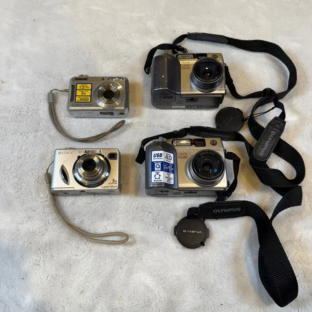 Sony Cyber-shot DSC-S650 P73 & Olympus Camedia C-4000 Camera Lot Parts Repair